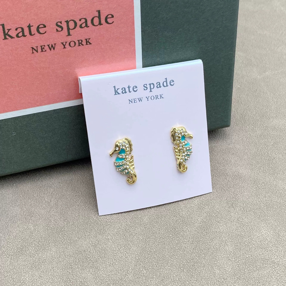 kate spade Gold Crystal Enamel Seahorse Earrings